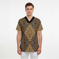 Madiba Nelson Mandela Scrub Top Indonesia Batik Earthy Brown - Wonder Print Shop
