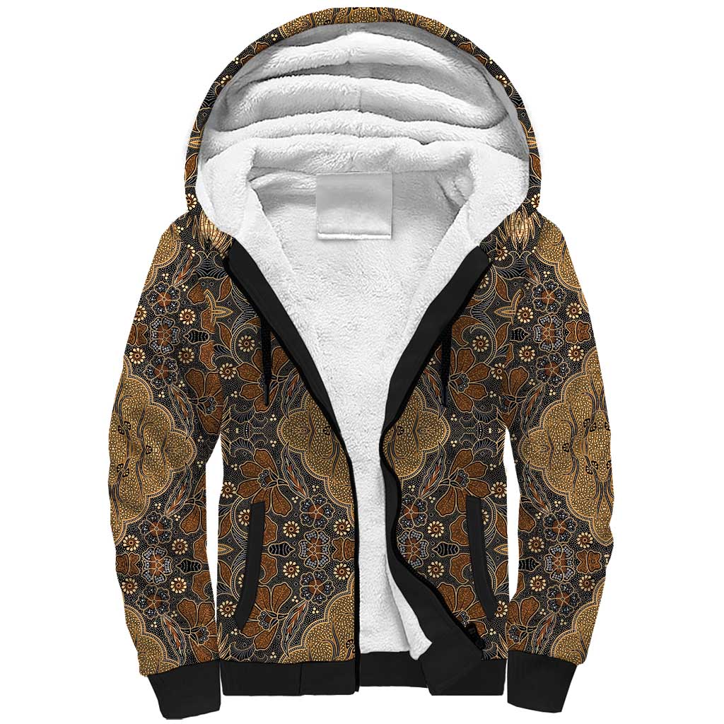 Madiba Nelson Mandela Sherpa Hoodie Indonesia Batik Earthy Brown - Wonder Print Shop