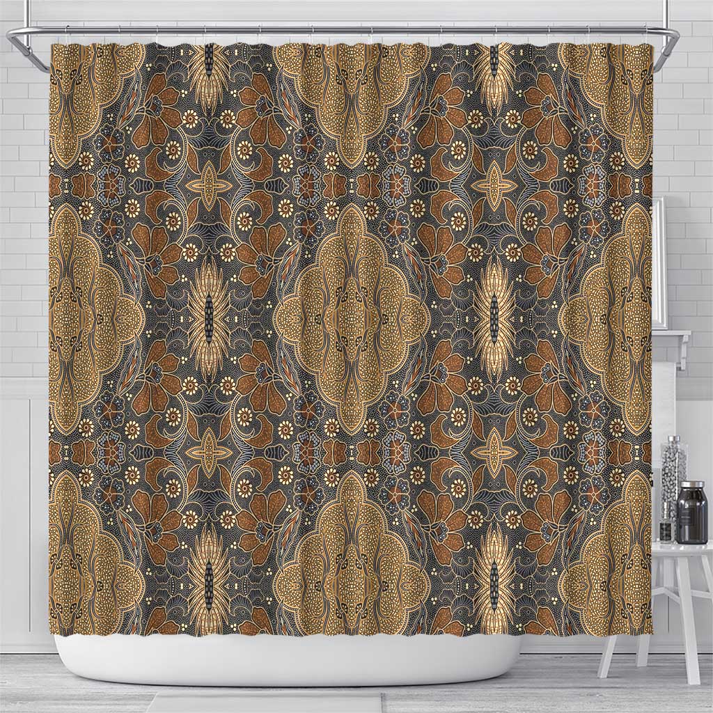 Madiba Nelson Mandela Shower Curtain Indonesia Batik Earthy Brown - Wonder Print Shop