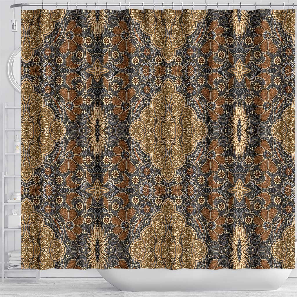 Madiba Nelson Mandela Shower Curtain Indonesia Batik Earthy Brown - Wonder Print Shop