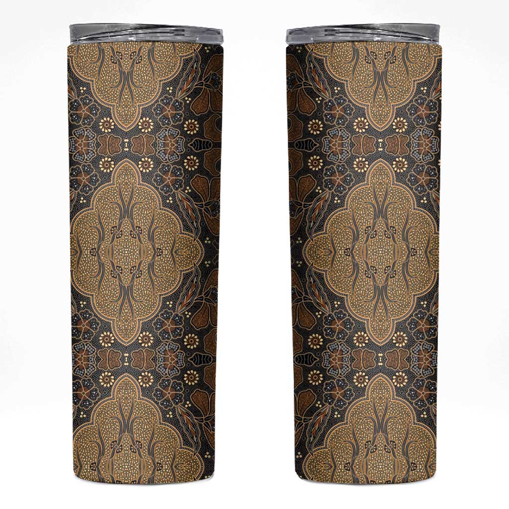 Madiba Nelson Mandela Skinny Tumbler Indonesia Batik Earthy Brown - Wonder Print Shop