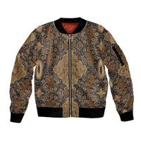 Madiba Nelson Mandela Sleeve Zip Bomber Jacket Indonesia Batik Earthy Brown - Wonder Print Shop