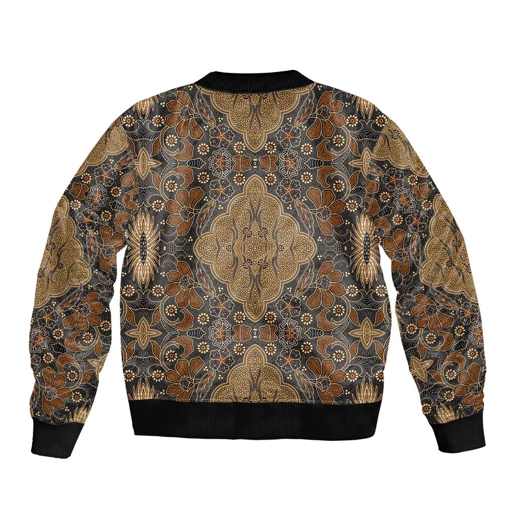 Madiba Nelson Mandela Sleeve Zip Bomber Jacket Indonesia Batik Earthy Brown - Wonder Print Shop