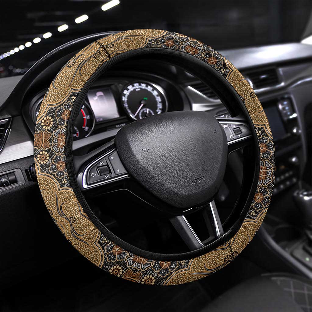 Madiba Nelson Mandela Steering Wheel Cover Indonesia Batik Earthy Brown - Wonder Print Shop