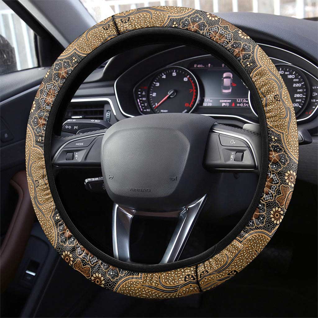 Madiba Nelson Mandela Steering Wheel Cover Indonesia Batik Earthy Brown - Wonder Print Shop