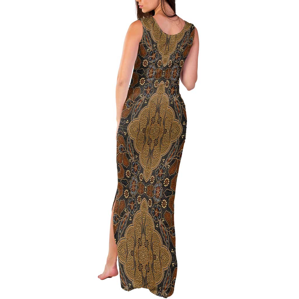 Madiba Nelson Mandela Tank Maxi Dress Indonesia Batik Earthy Brown - Wonder Print Shop