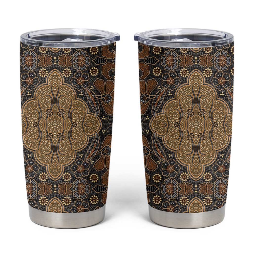 Madiba Nelson Mandela Tumbler Cup Indonesia Batik Earthy Brown - Wonder Print Shop