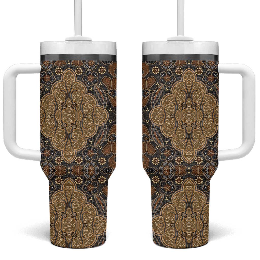 Madiba Nelson Mandela Tumbler With Handle Indonesia Batik Earthy Brown - Wonder Print Shop