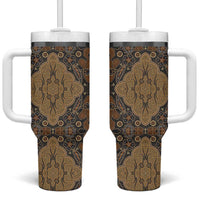 Madiba Nelson Mandela Tumbler With Handle Indonesia Batik Earthy Brown - Wonder Print Shop