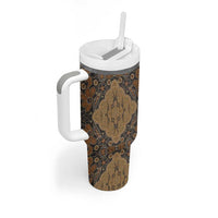 Madiba Nelson Mandela Tumbler With Handle Indonesia Batik Earthy Brown - Wonder Print Shop