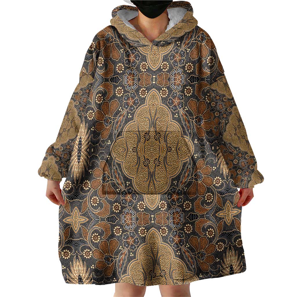 Madiba Nelson Mandela Wearable Blanket Hoodie Indonesia Batik Earthy Brown - Wonder Print Shop
