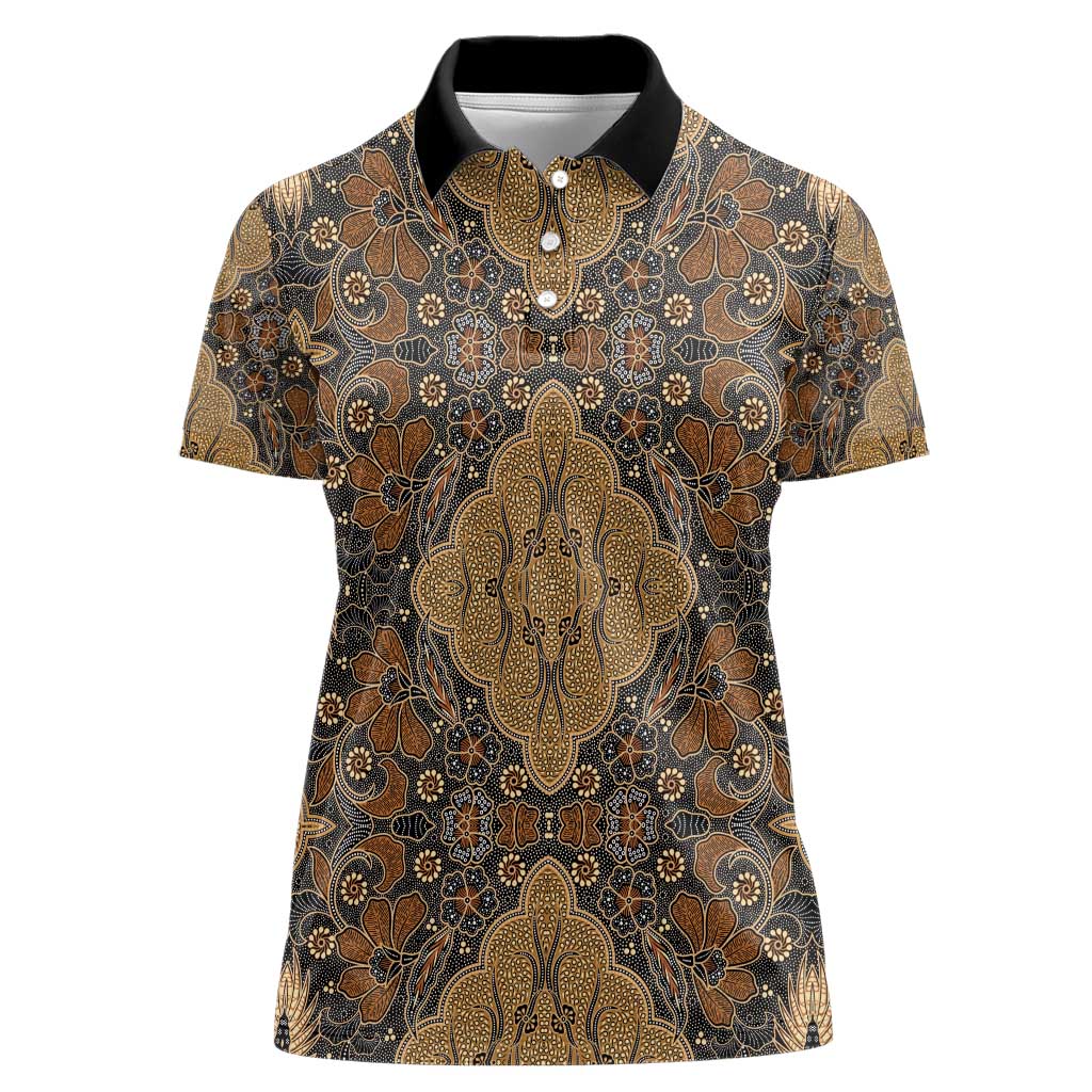 Madiba Nelson Mandela Women Polo Shirt Indonesia Batik Earthy Brown - Wonder Print Shop