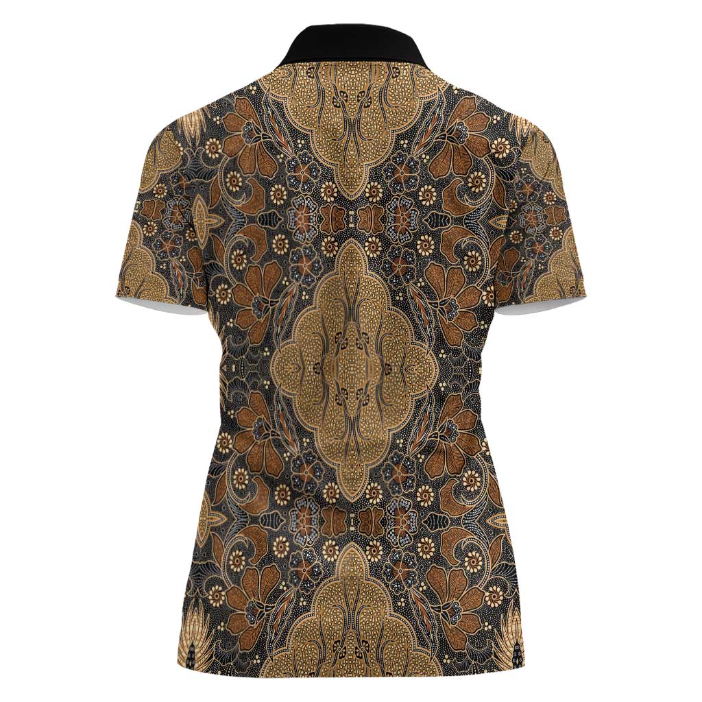 Madiba Nelson Mandela Women Polo Shirt Indonesia Batik Earthy Brown - Wonder Print Shop