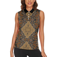 Madiba Nelson Mandela Women Sleeveless Polo Shirt Indonesia Batik Earthy Brown - Wonder Print Shop