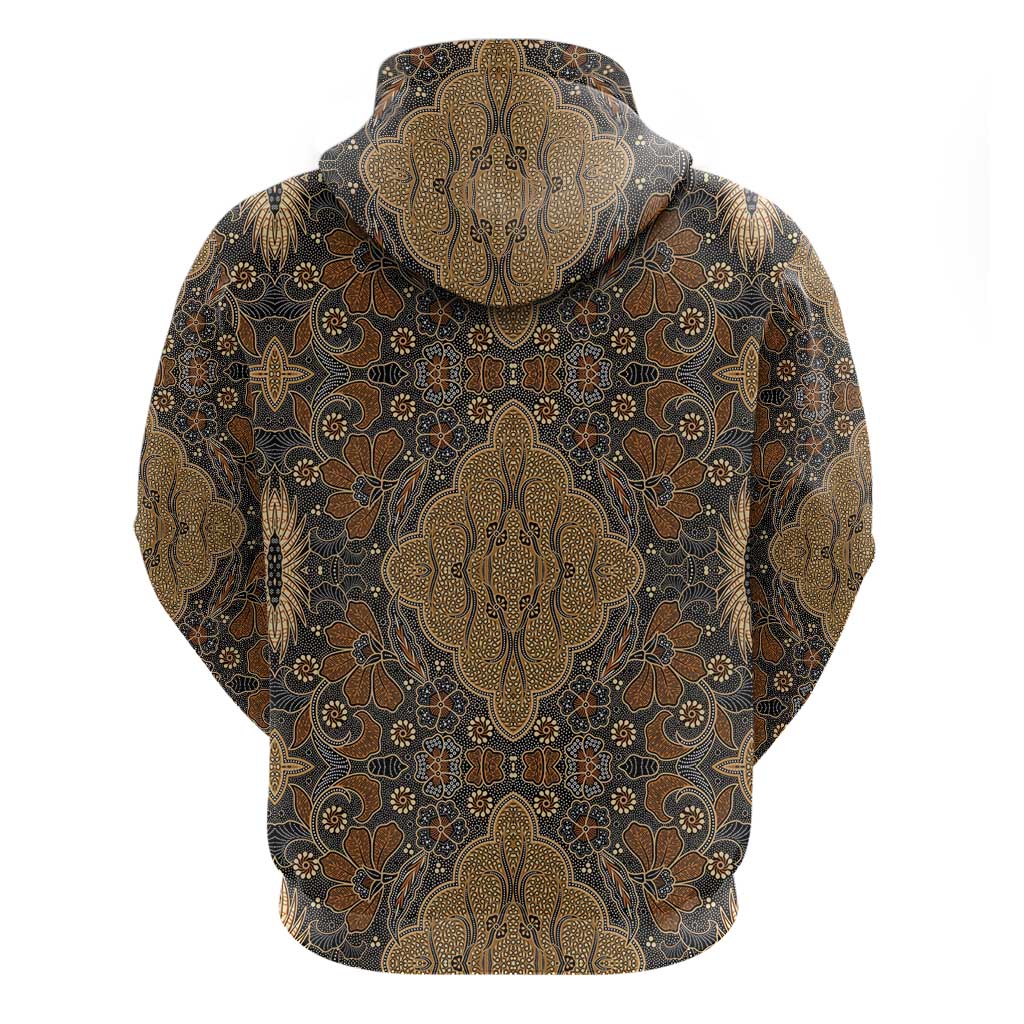 Madiba Nelson Mandela Zip Hoodie Indonesia Batik Earthy Brown - Wonder Print Shop