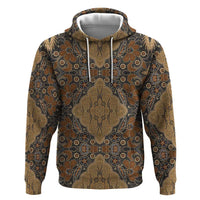 Madiba Nelson Mandela Zip Hoodie Indonesia Batik Earthy Brown - Wonder Print Shop