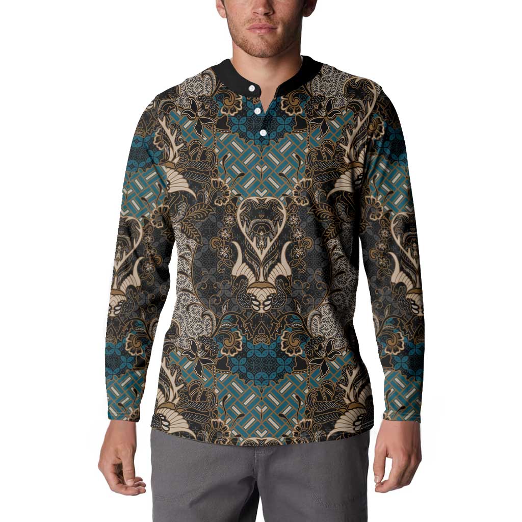 Madiba Nelson Mandela Button Sweatshirt Indonesia Batik Black - Wonder Print Shop