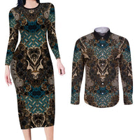 Madiba Nelson Mandela Couples Matching Long Sleeve Bodycon Dress and Long Sleeve Button Shirt Indonesia Batik Black - Wonder Print Shop