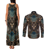Madiba Nelson Mandela Couples Matching Tank Maxi Dress and Long Sleeve Button Shirt Indonesia Batik Black - Wonder Print Shop