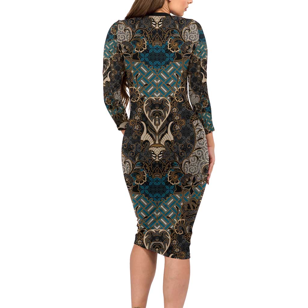 Madiba Nelson Mandela Family Matching Long Sleeve Bodycon Dress and Hawaiian Shirt Indonesia Batik Black - Wonder Print Shop