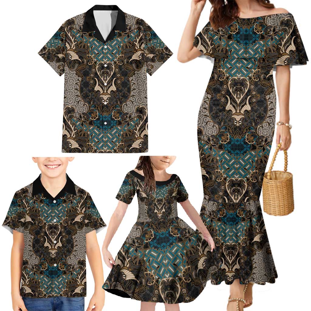 Madiba Nelson Mandela Family Matching Mermaid Dress and Hawaiian Shirt Indonesia Batik Black - Wonder Print Shop