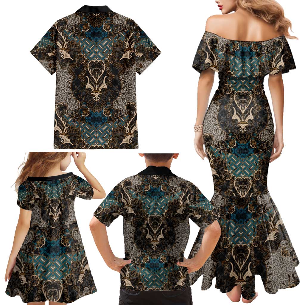 Madiba Nelson Mandela Family Matching Mermaid Dress and Hawaiian Shirt Indonesia Batik Black - Wonder Print Shop