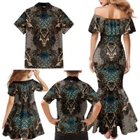 Madiba Nelson Mandela Family Matching Mermaid Dress and Hawaiian Shirt Indonesia Batik Black - Wonder Print Shop