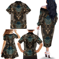 Madiba Nelson Mandela Family Matching Off The Shoulder Long Sleeve Dress and Hawaiian Shirt Indonesia Batik Black - Wonder Print Shop