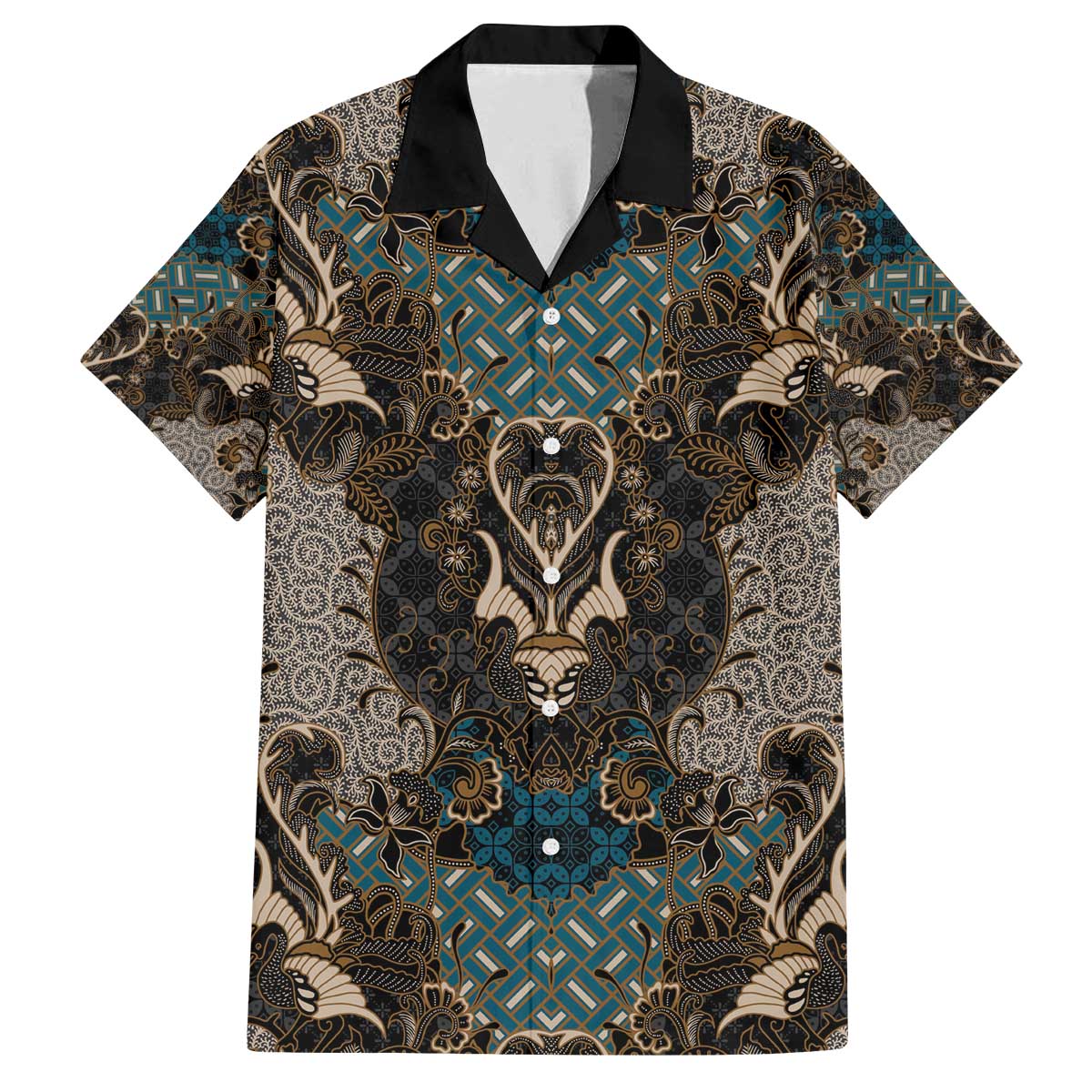 Madiba Nelson Mandela Family Matching Off The Shoulder Long Sleeve Dress and Hawaiian Shirt Indonesia Batik Black - Wonder Print Shop