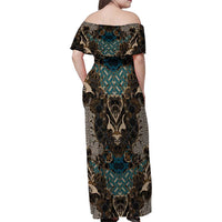 Madiba Nelson Mandela Family Matching Off Shoulder Maxi Dress and Hawaiian Shirt Indonesia Batik Black - Wonder Print Shop