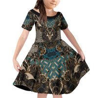 Madiba Nelson Mandela Family Matching Off Shoulder Short Dress and Hawaiian Shirt Indonesia Batik Black - Wonder Print Shop