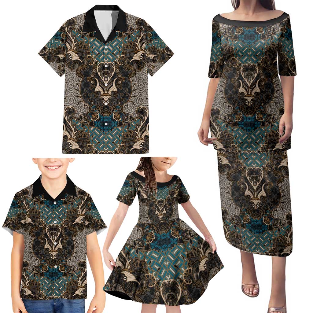 Madiba Nelson Mandela Family Matching Puletasi and Hawaiian Shirt Indonesia Batik Black - Wonder Print Shop