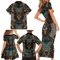 Madiba Nelson Mandela Family Matching Short Sleeve Bodycon Dress and Hawaiian Shirt Indonesia Batik Black - Wonder Print Shop