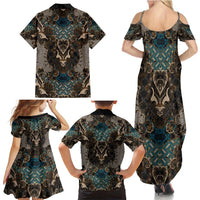 Madiba Nelson Mandela Family Matching Summer Maxi Dress and Hawaiian Shirt Indonesia Batik Black - Wonder Print Shop