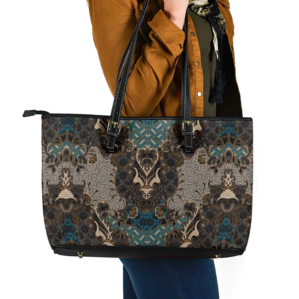 Madiba Nelson Mandela Leather Tote Bag Indonesia Batik Black - Wonder Print Shop