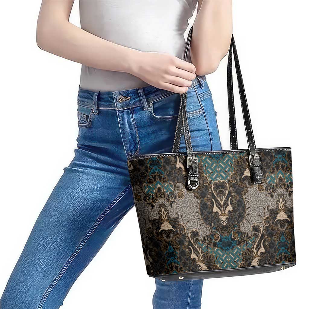 Madiba Nelson Mandela Leather Tote Bag Indonesia Batik Black - Wonder Print Shop