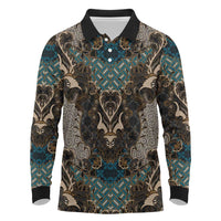 Madiba Nelson Mandela Long Sleeve Polo Shirt Indonesia Batik Black - Wonder Print Shop