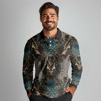 Madiba Nelson Mandela Long Sleeve Polo Shirt Indonesia Batik Black - Wonder Print Shop