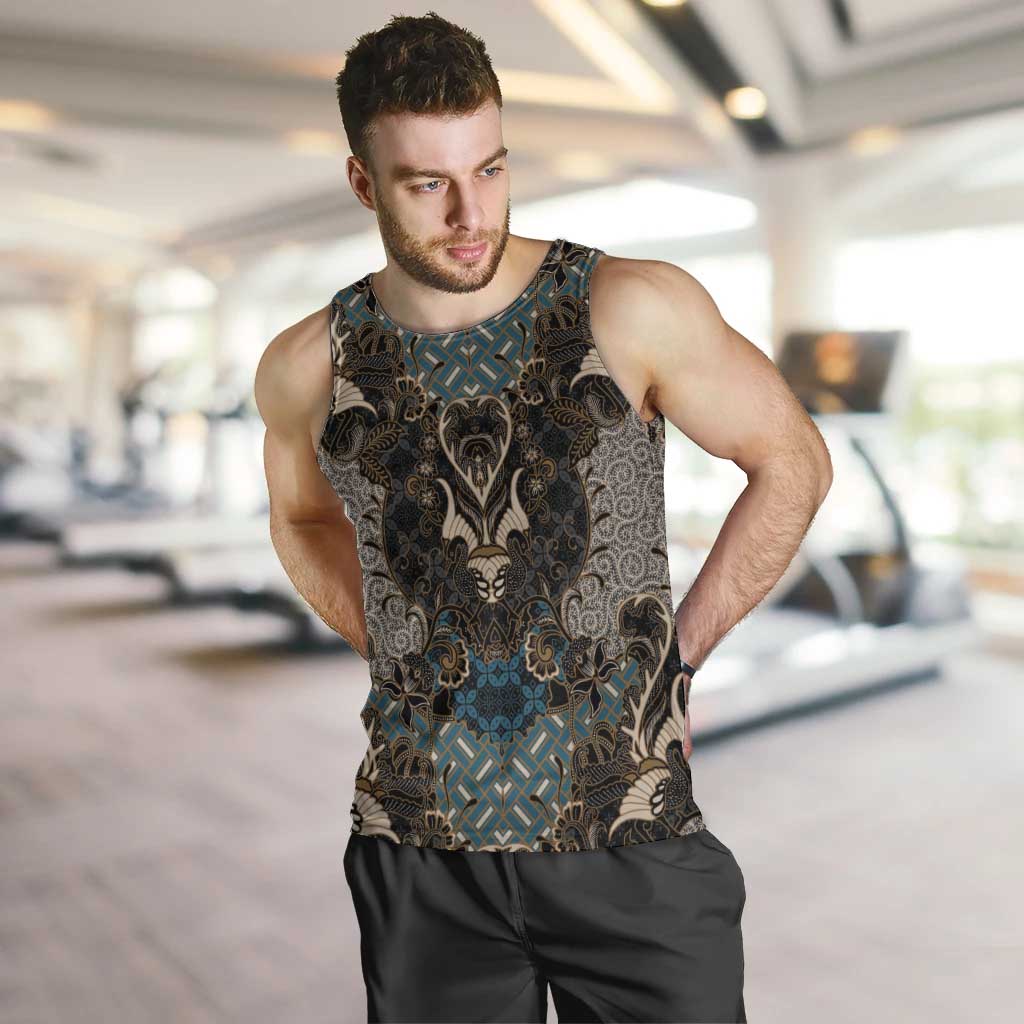 Madiba Nelson Mandela Men Tank Top Indonesia Batik Black - Wonder Print Shop