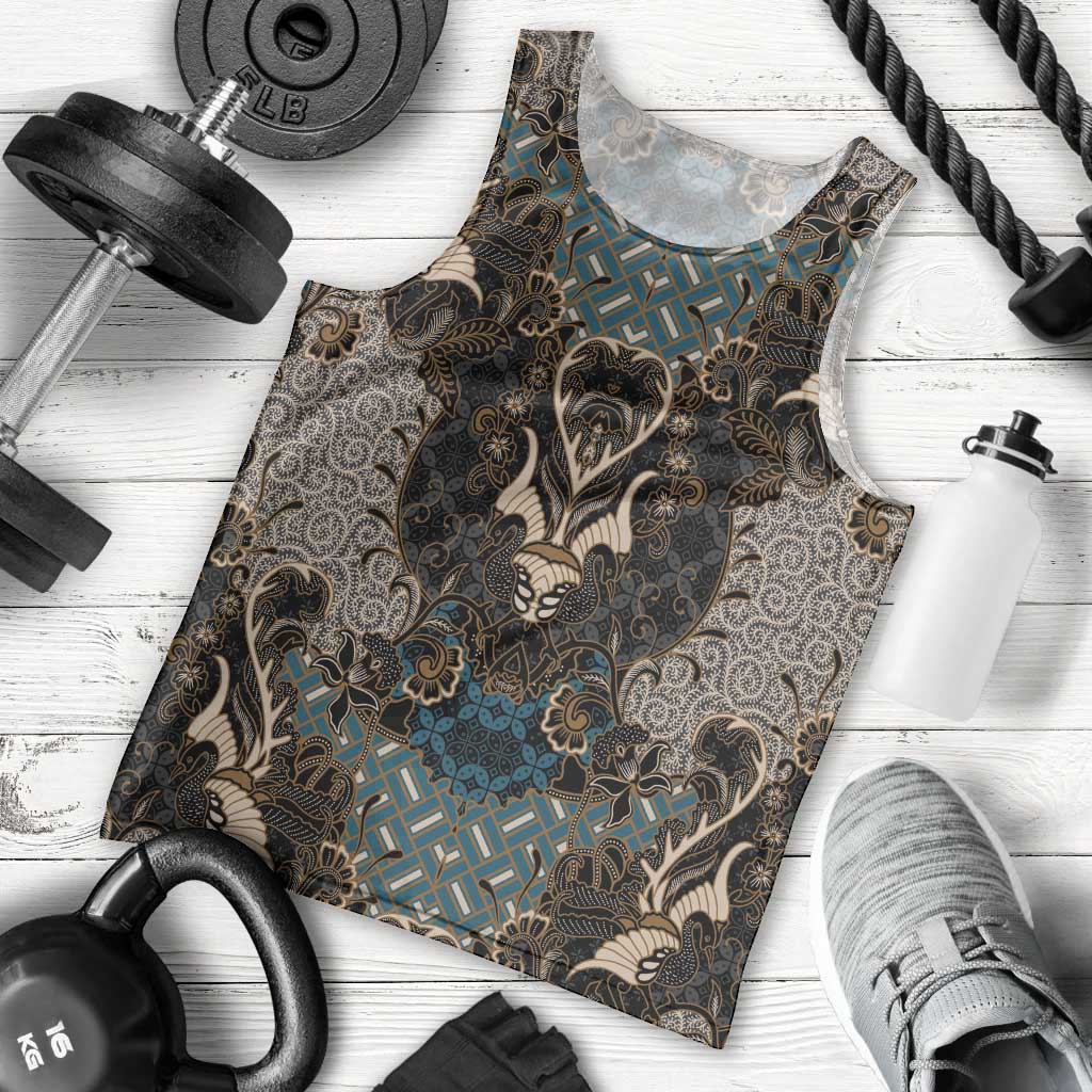 Madiba Nelson Mandela Men Tank Top Indonesia Batik Black - Wonder Print Shop