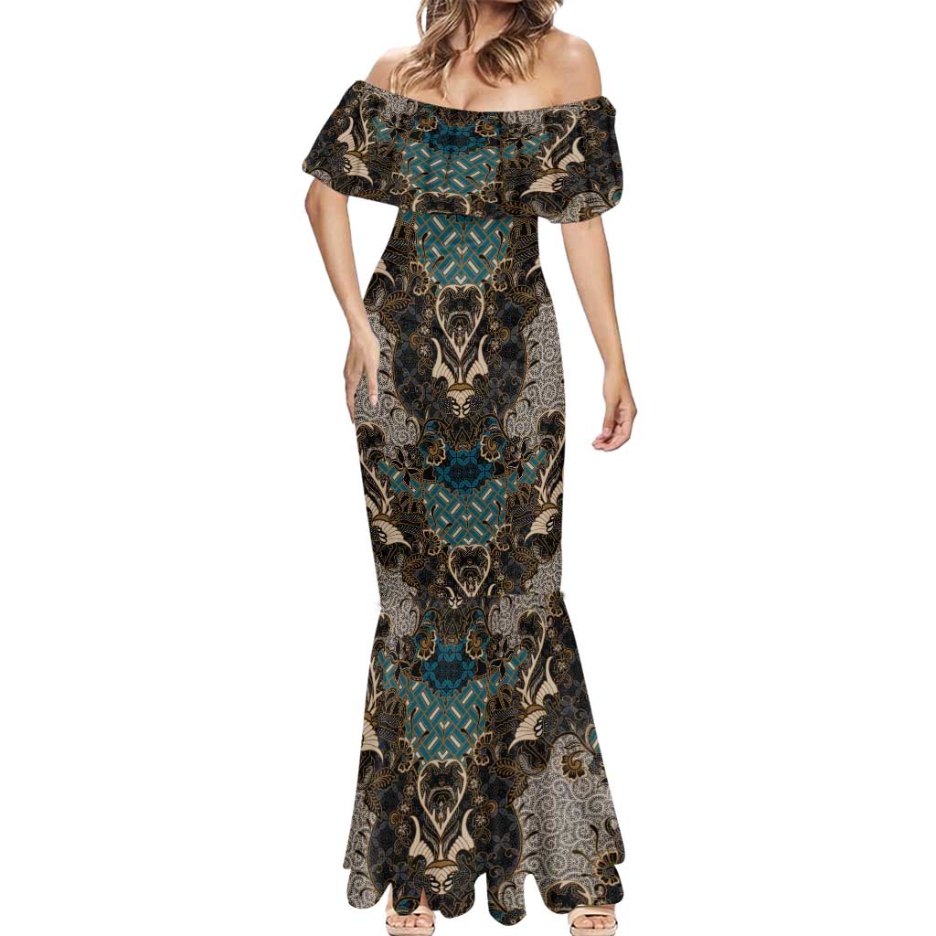 Madiba Nelson Mandela Mermaid Dress Indonesia Batik Black - Wonder Print Shop