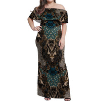 Madiba Nelson Mandela Off Shoulder Maxi Dress Indonesia Batik Black - Wonder Print Shop