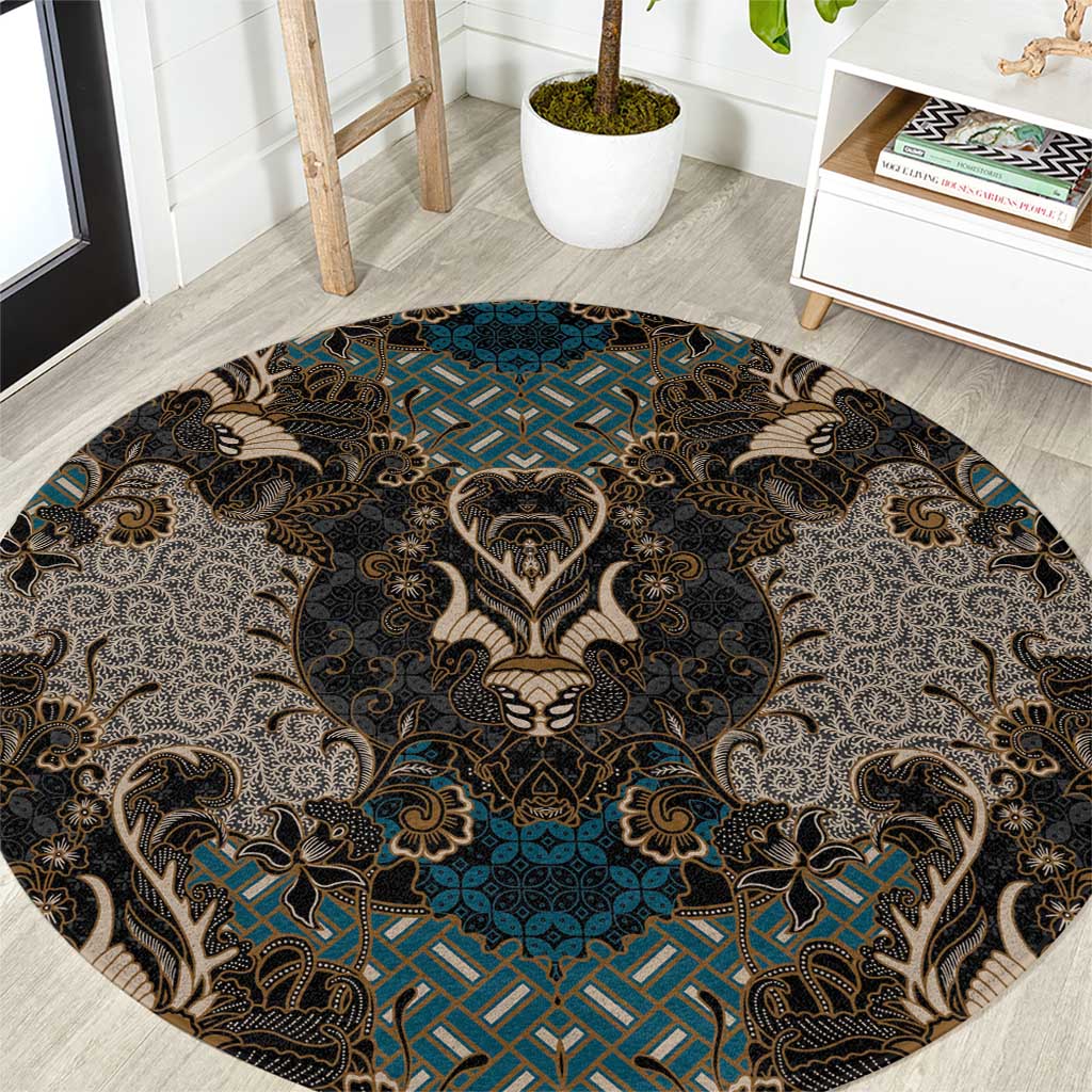 Madiba Nelson Mandela Round Carpet Indonesia Batik Black - Wonder Print Shop