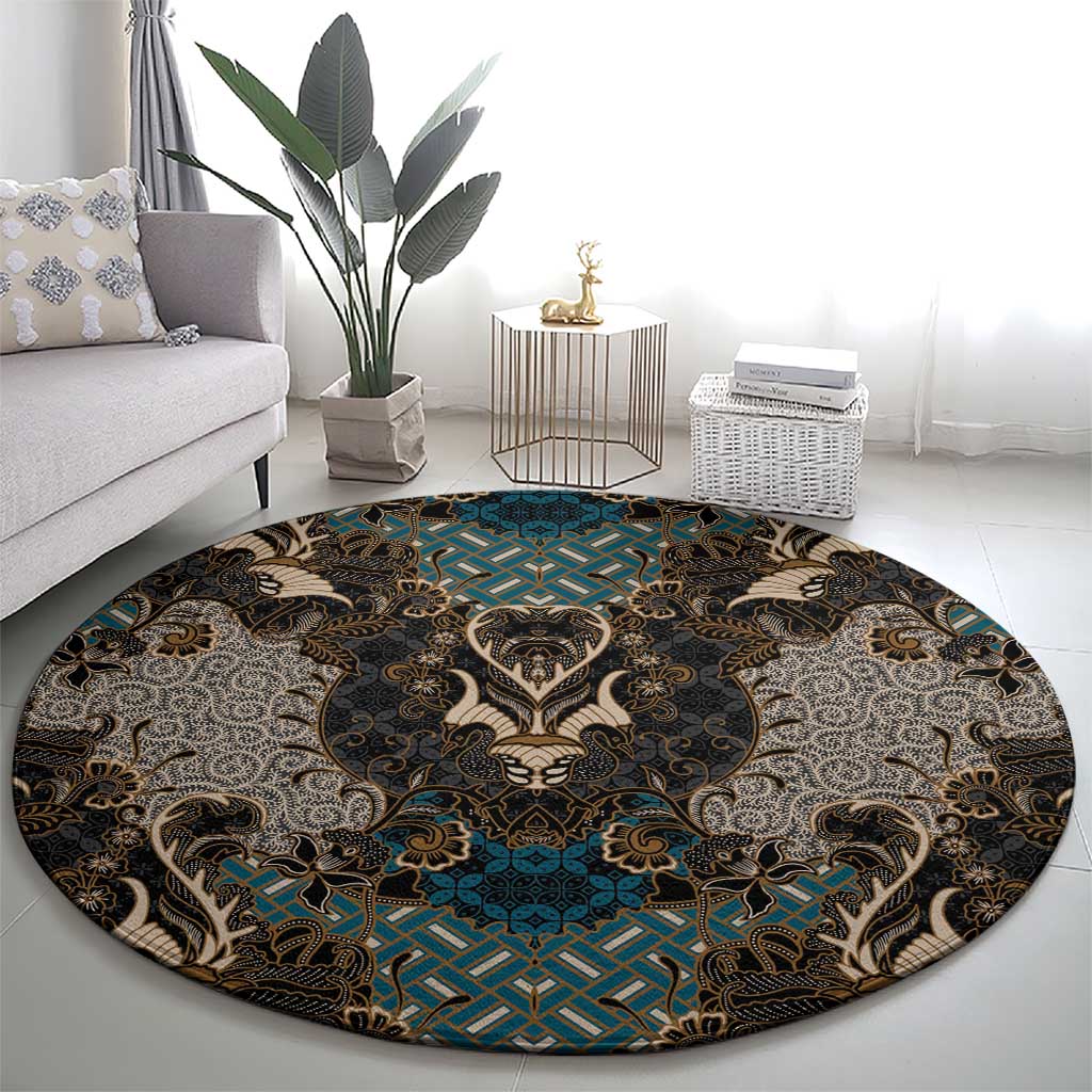Madiba Nelson Mandela Round Carpet Indonesia Batik Black - Wonder Print Shop