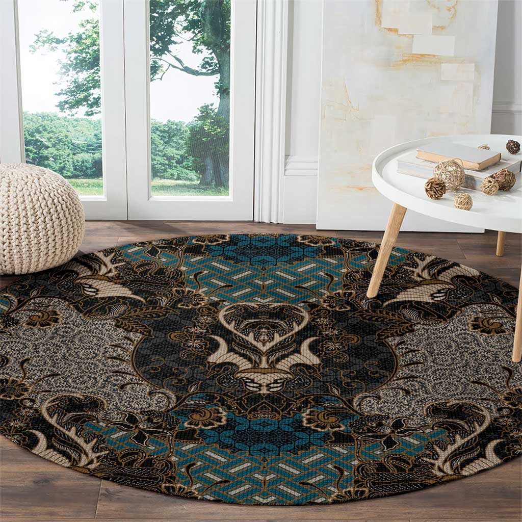 Madiba Nelson Mandela Round Carpet Indonesia Batik Black - Wonder Print Shop