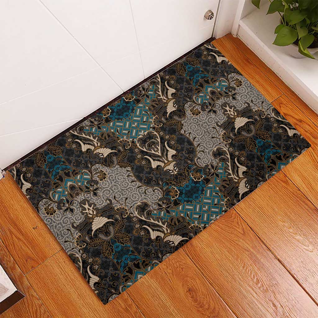 Madiba Nelson Mandela Rubber Doormat Indonesia Batik Black - Wonder Print Shop