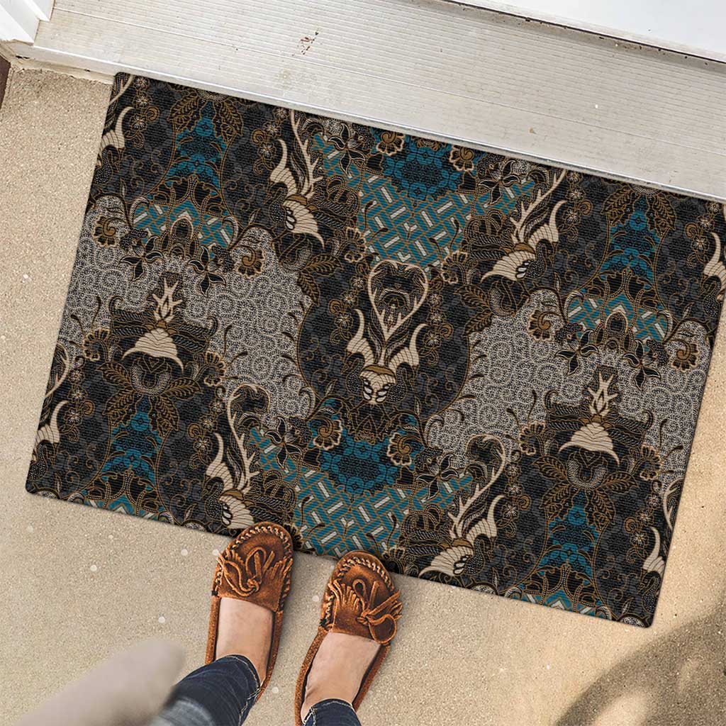 Madiba Nelson Mandela Rubber Doormat Indonesia Batik Black - Wonder Print Shop