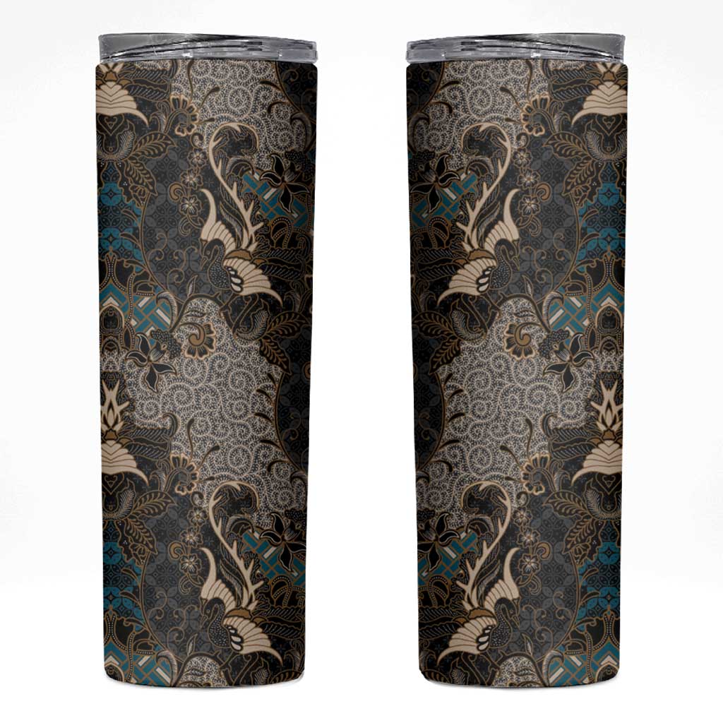 Madiba Nelson Mandela Skinny Tumbler Indonesia Batik Black - Wonder Print Shop