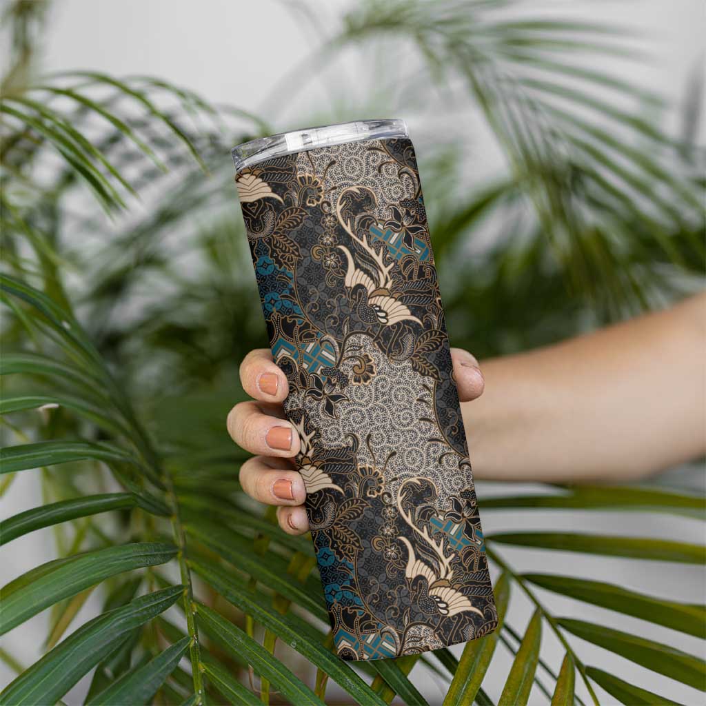 Madiba Nelson Mandela Skinny Tumbler Indonesia Batik Black - Wonder Print Shop