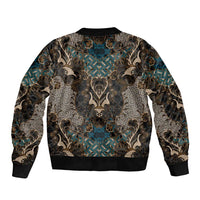 Madiba Nelson Mandela Sleeve Zip Bomber Jacket Indonesia Batik Black - Wonder Print Shop